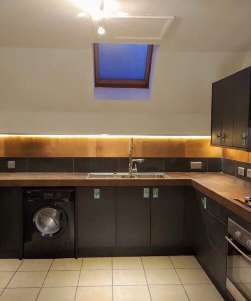 Kitchen With Copper Tiles Kitchen fitting in Glasgow West End by Handyman Craft